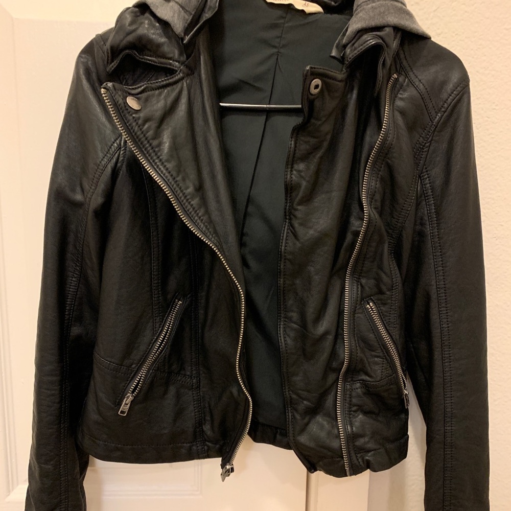 Faux leather moto jacket